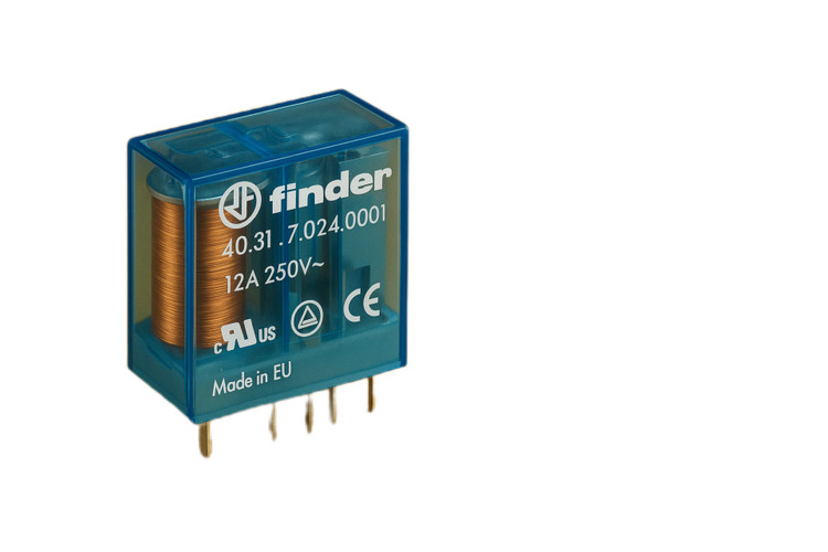 رله فیندر Finder 40.52.9.024 بوبین 24VDC دو کنتاکت DPDT A8 آمپر اصلی ایتالیا